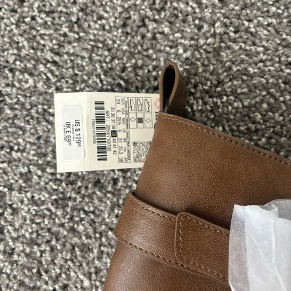 Zara Brown Buckle Knee High Boots - Picture 2 of 4